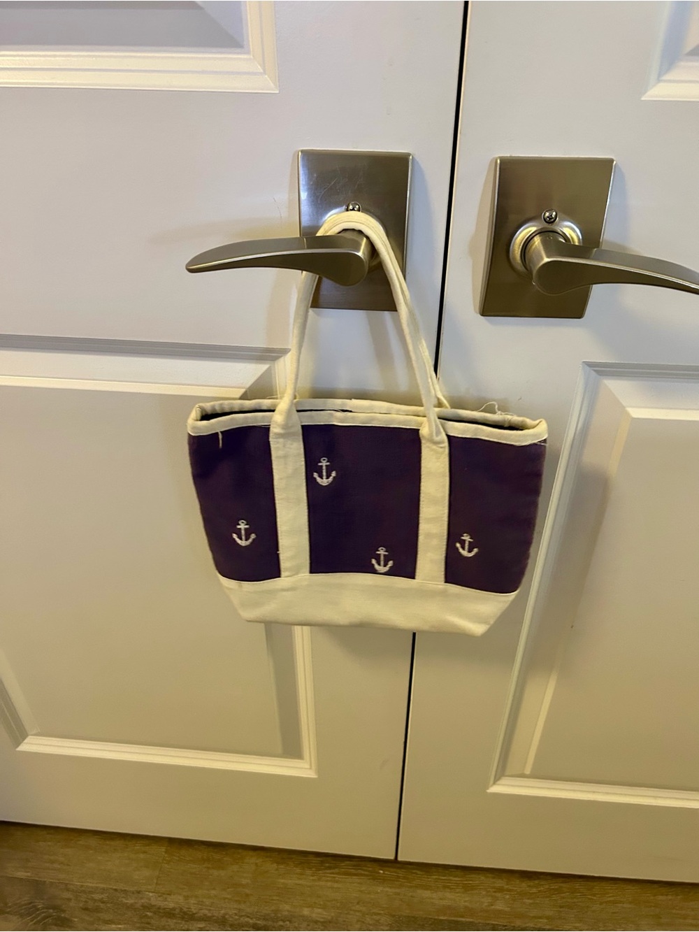 Navy Anchor Canvas Tote Bag - Small Bag